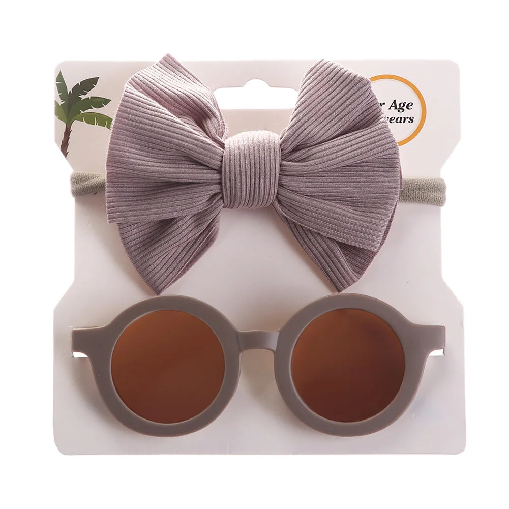 2Pcs/Set Baby Round Sunglasses Children Vintage Sun glasses