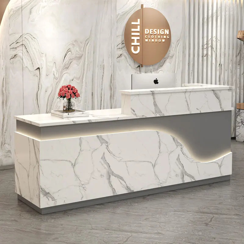 White Light Reception Desks Design Stylish Modern Luxury