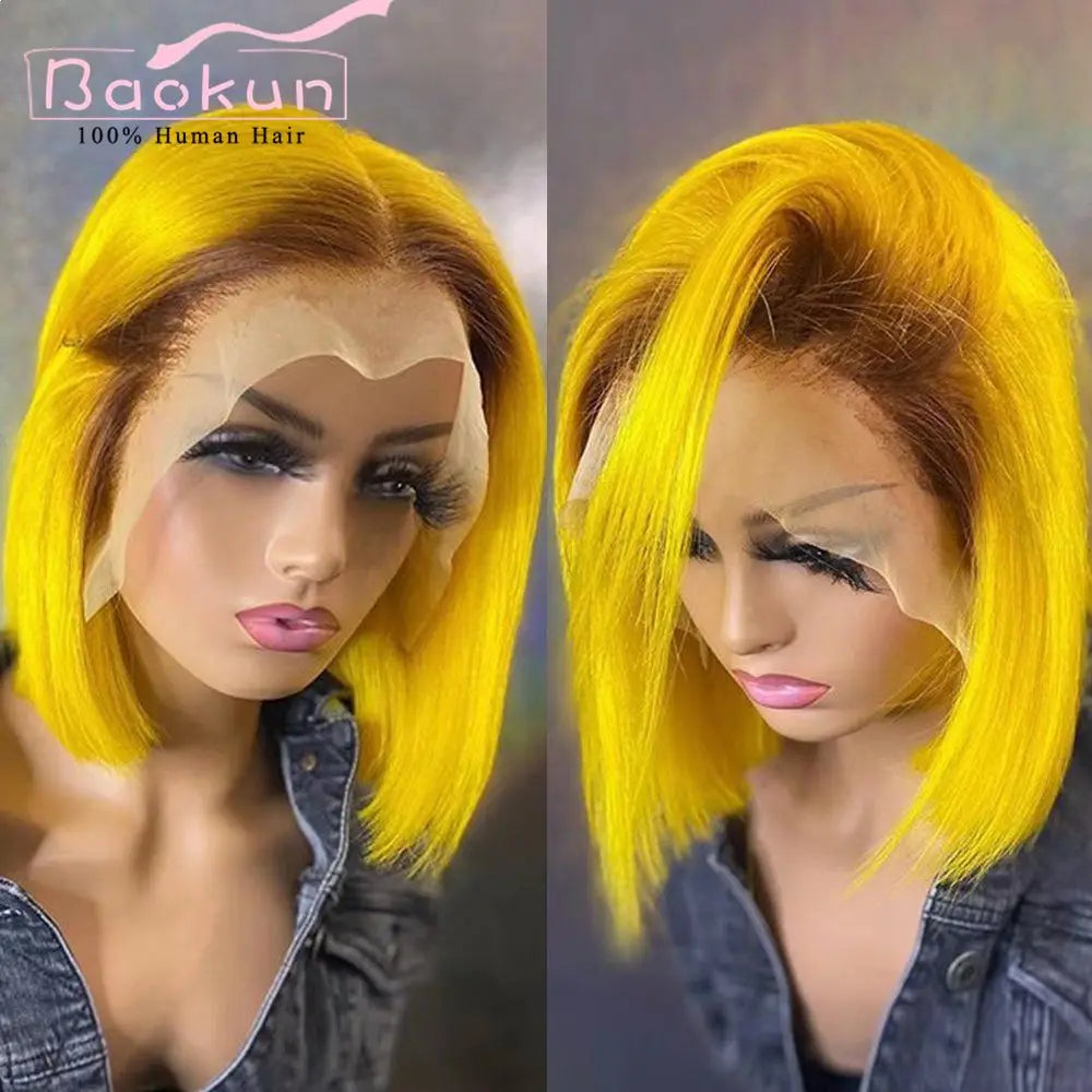 13x4 Colored Short Bob Wig Lace Front Human