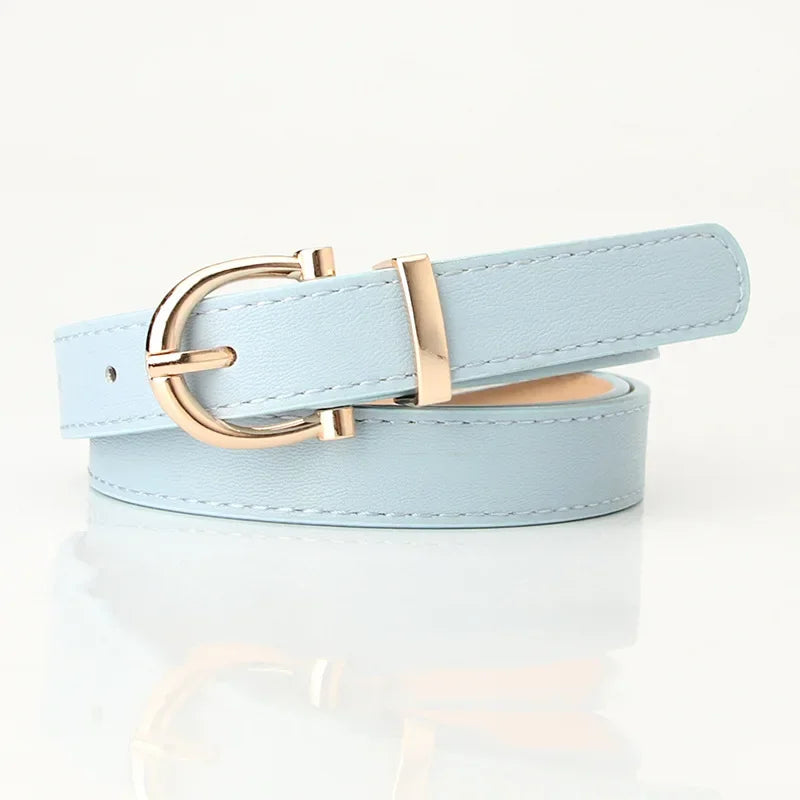 2023 Women Belts New PU Leather Simple Metal