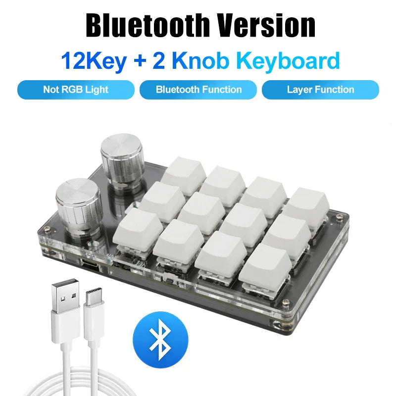 Macro Programming Keyboard Bluetooth USB Backlit 2.4G Wireless