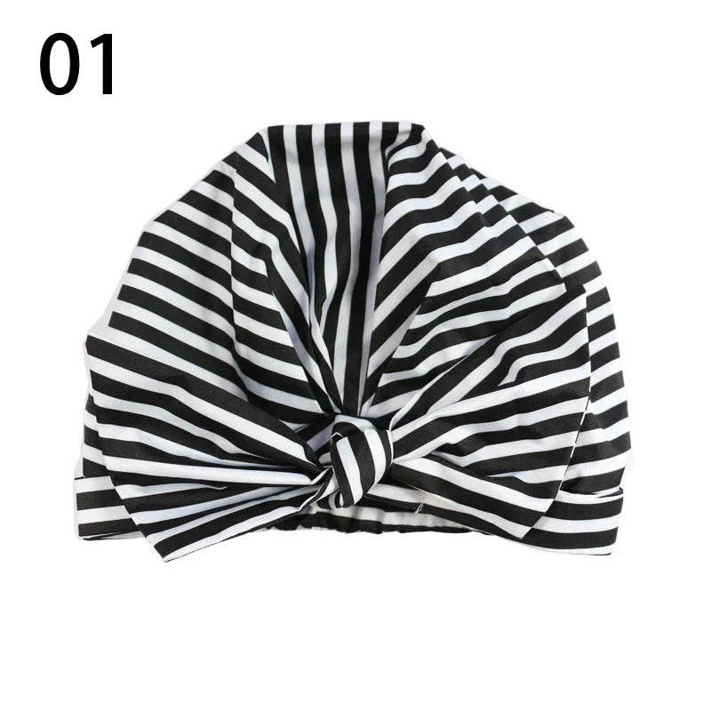 Waterproof Leopard Print Cap Elastic Bow Nightcap Women