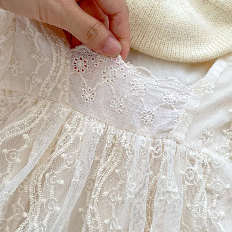 MILANCEL Toddler Baby Girls Lace Bodysuit Mesh False
