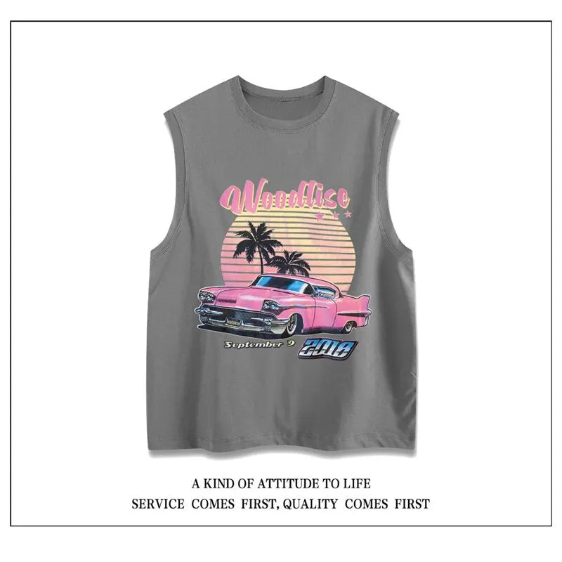 Print Vest Men Summer Casual Beach Tank Top