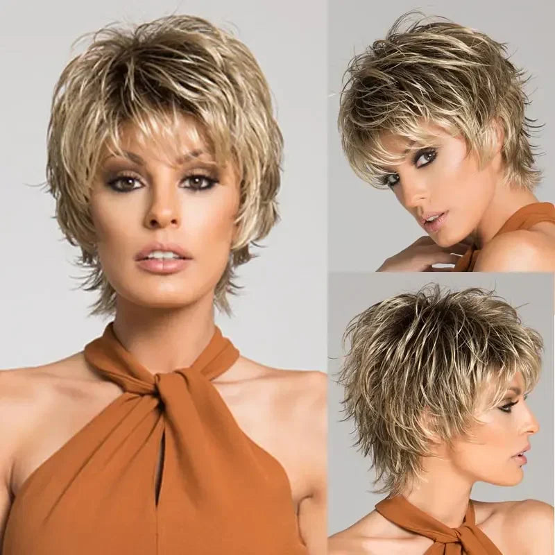 Women's Fashion Short Synthetic Wigs Pixie Cut Blonde