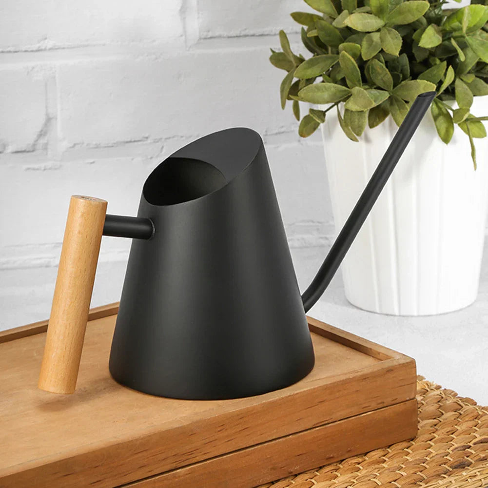 Stainless Steel Watering Pot With Long Spout Wood