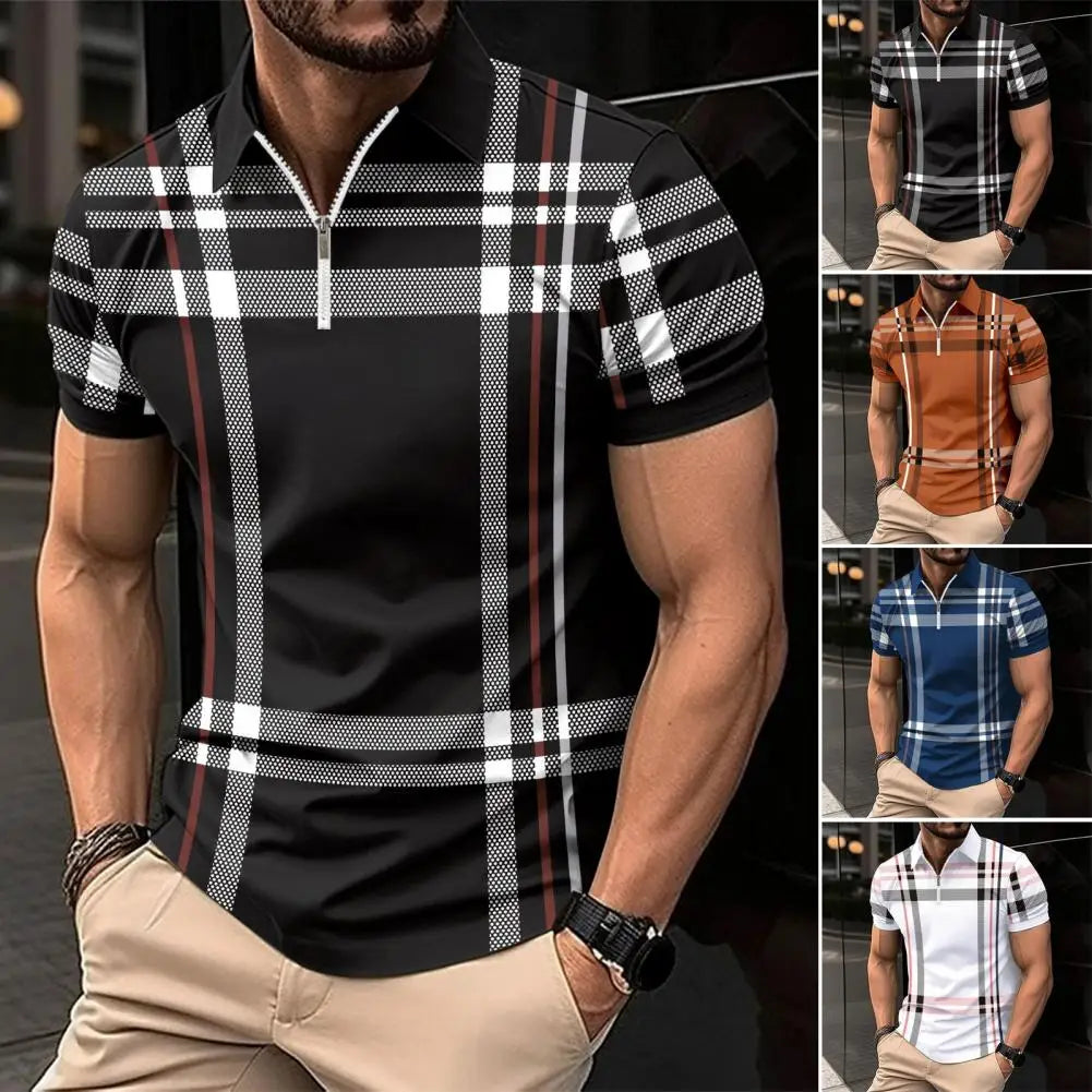Men Business Shirt Stylish Men's Plaid Striped Shirt