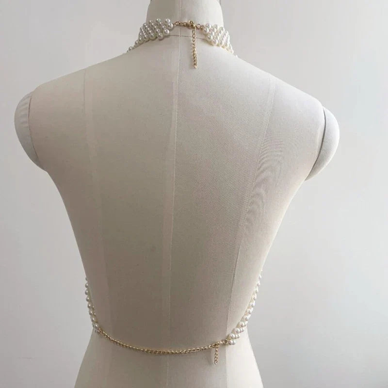 Body Chain Jewelry Pearl Sexy Beaded Collar Shoulder