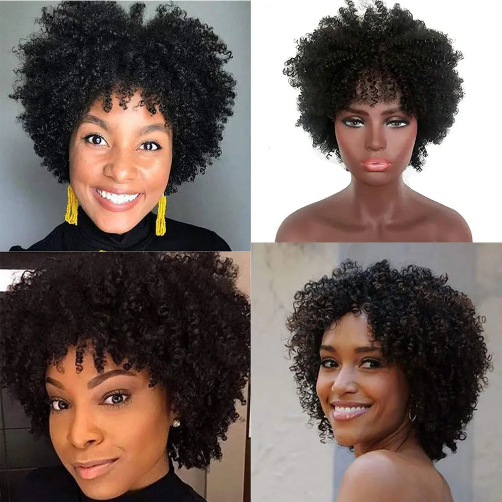 Short Curly Human Hair wigs for Black Women