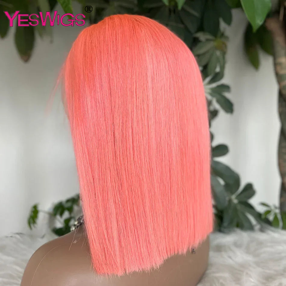 13x4 Glueless Short Bob Wig Chocolate Brown Red