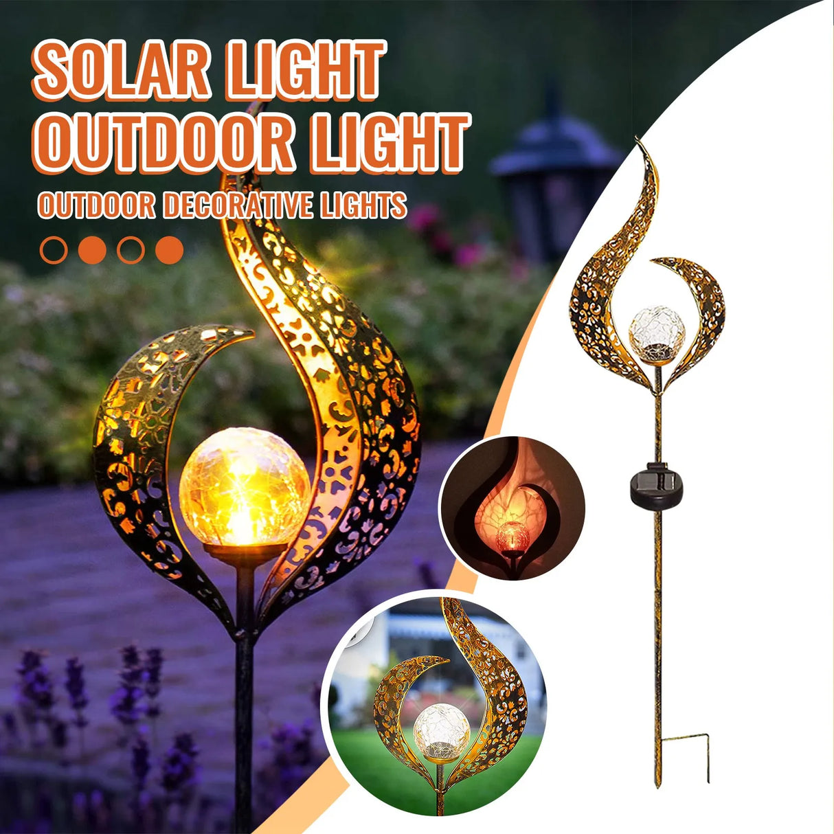 0 Outdoor Solar Hollow Flame Decorative Light Garden