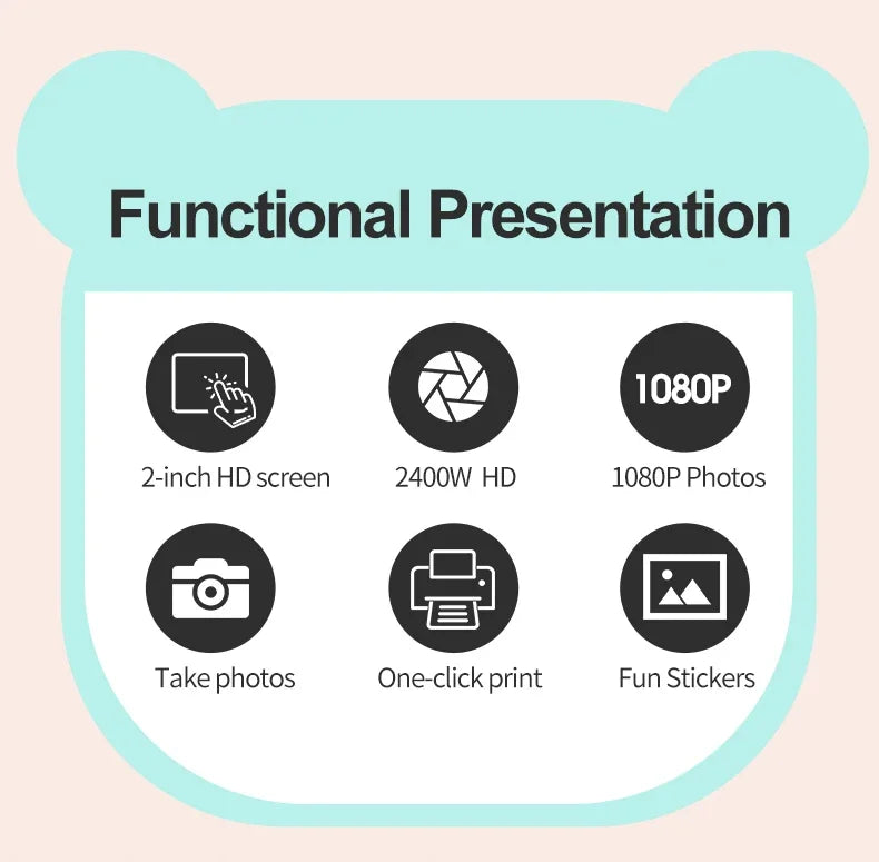 Children Digital Camera Instant Print for Kids Thermal