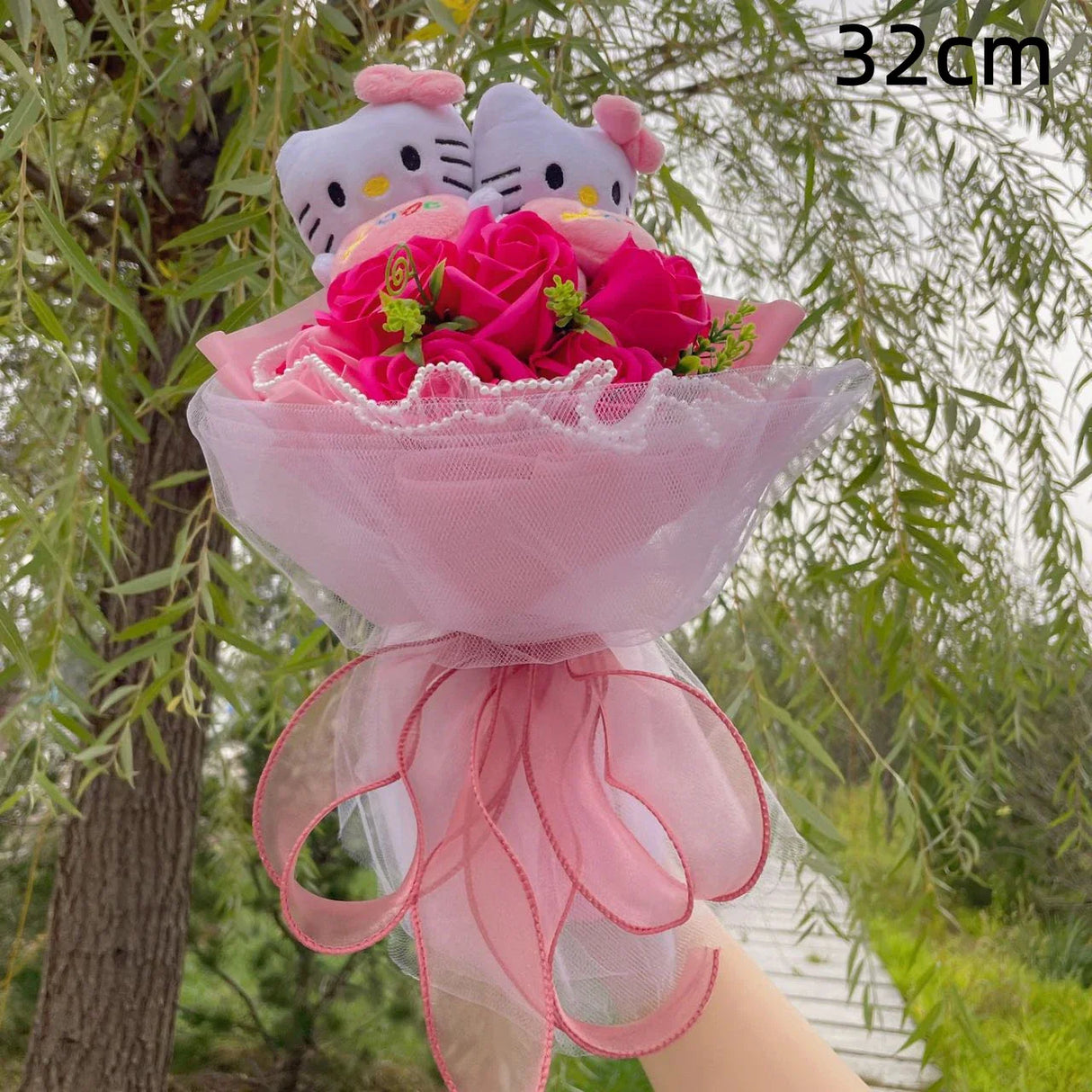 Kawaii Hello Kitty Cat Plush Dolls Rose Soap
