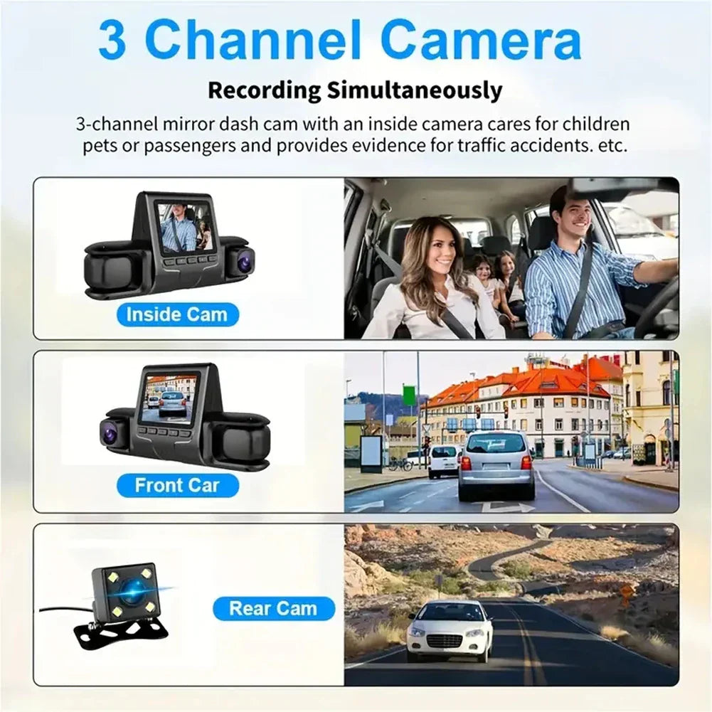 3 Camera Lens Car DVR Dash Camera HD