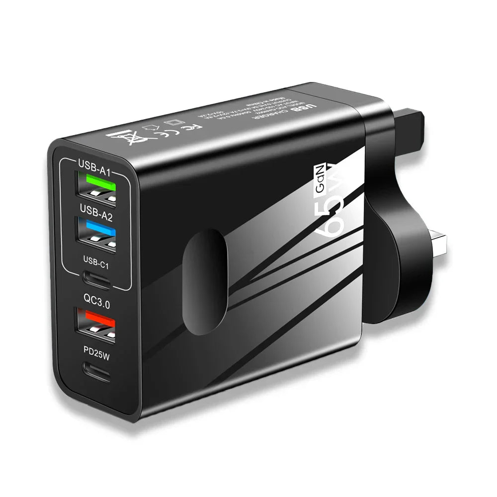 65W GaN Charger USB PD Muti Plugs Fast