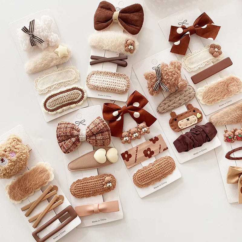 4PCS Baby Girl Hair Clips Autumn Winter Kids
