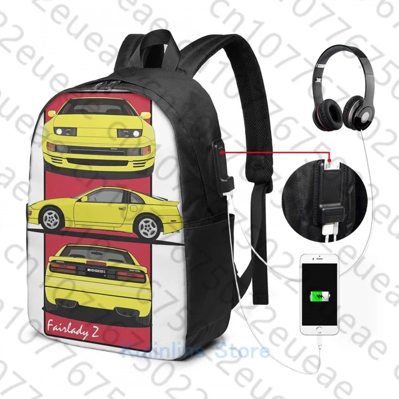 Funny Graphic print Nissan 300zx USB Charge Backpack