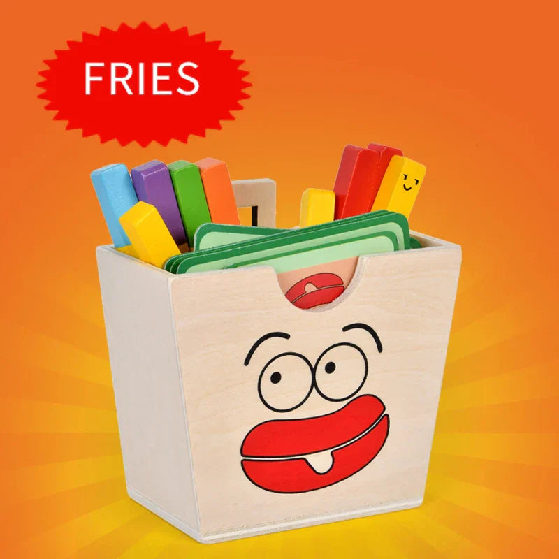 Montessori Toy For Kids,Wooden Hamburger Sandwich French Fries