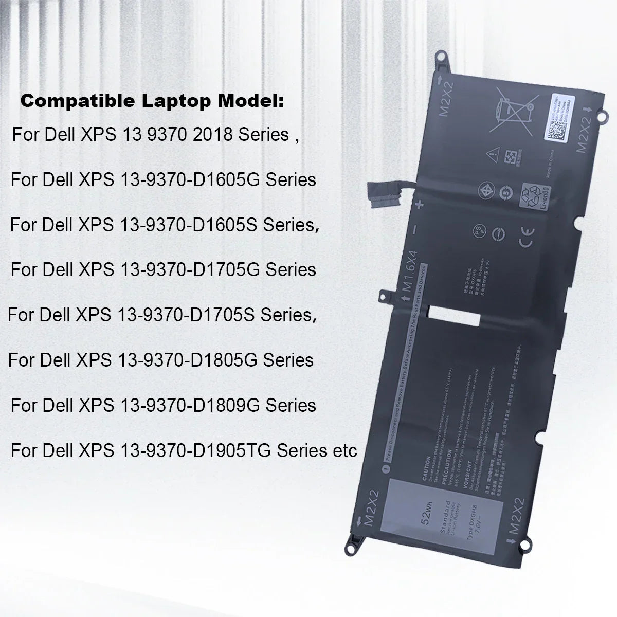 DXGH8 Laptop Battery For Dell XPS 13 9380