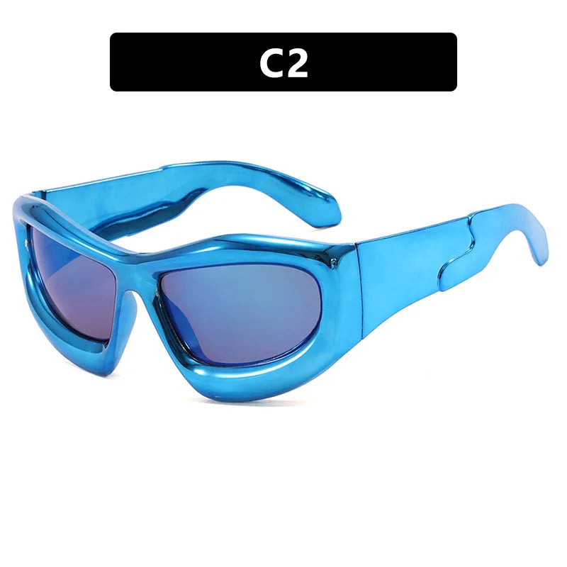 Fashion Y2K Cyberpunk Sunglasses Women Men UV400 Red