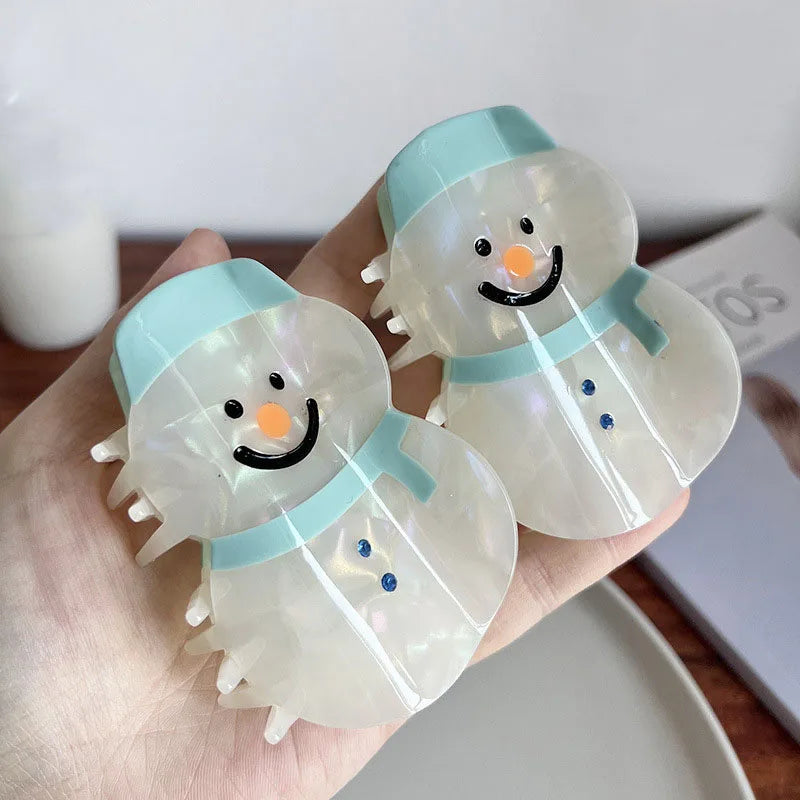 Muweordy Cartoon Cute Snowman Acetate Claw Clip Crab