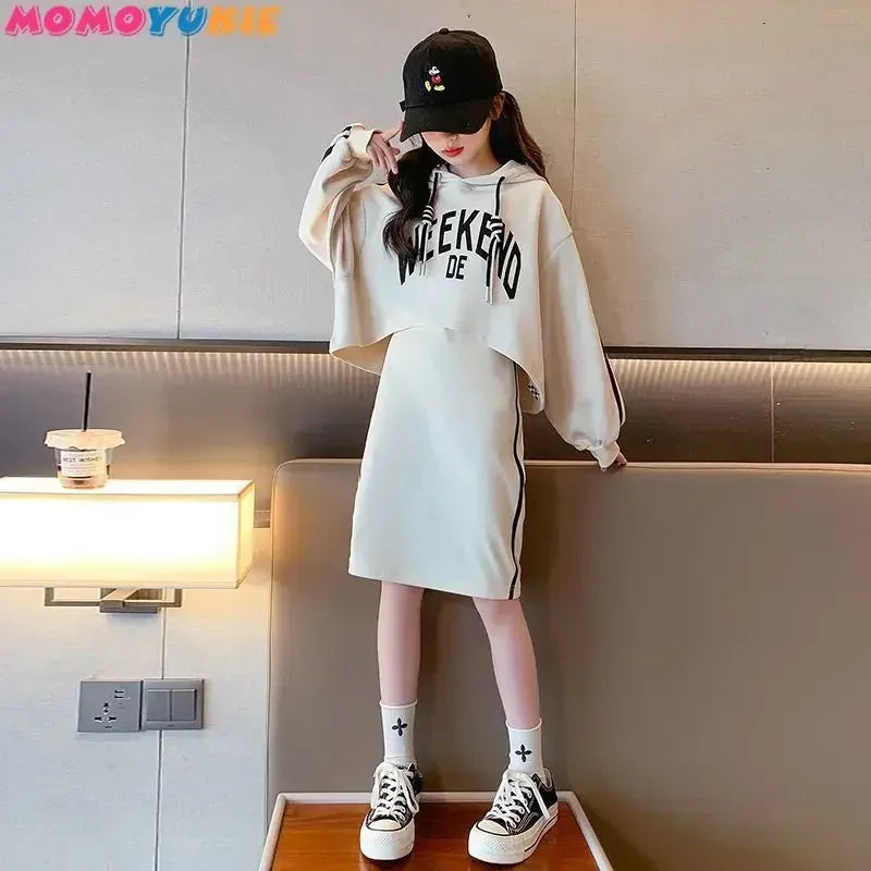Spring Autumn Baseball Suits Children Jacket Pleated Skirt