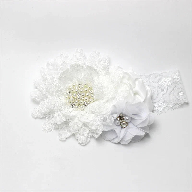Baby girls Flower Headband Newborn Infant Pearl Flowers