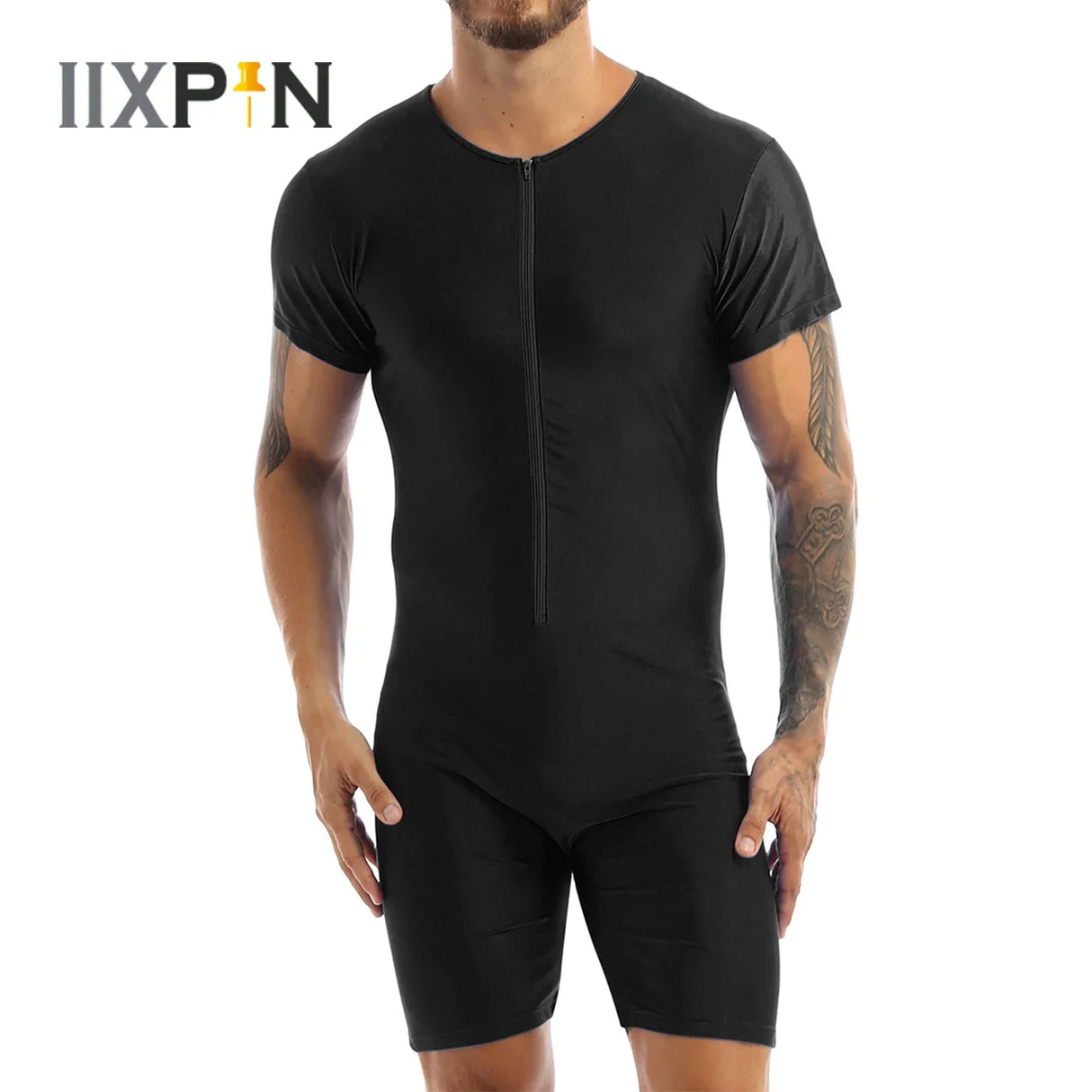 Mens Pajamas Undershirts One-piece Leotard Jumpsuit Male Short