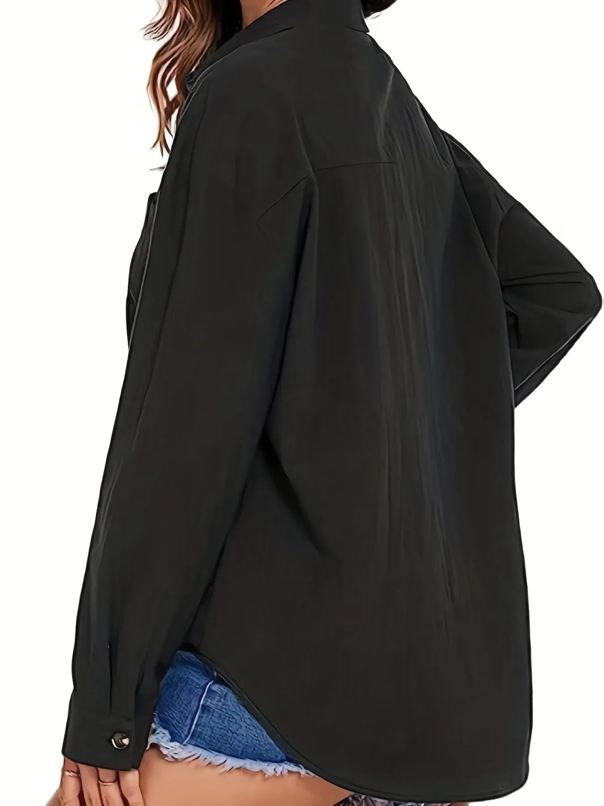 Plus Size Womens Button Down Shirt Casual Long