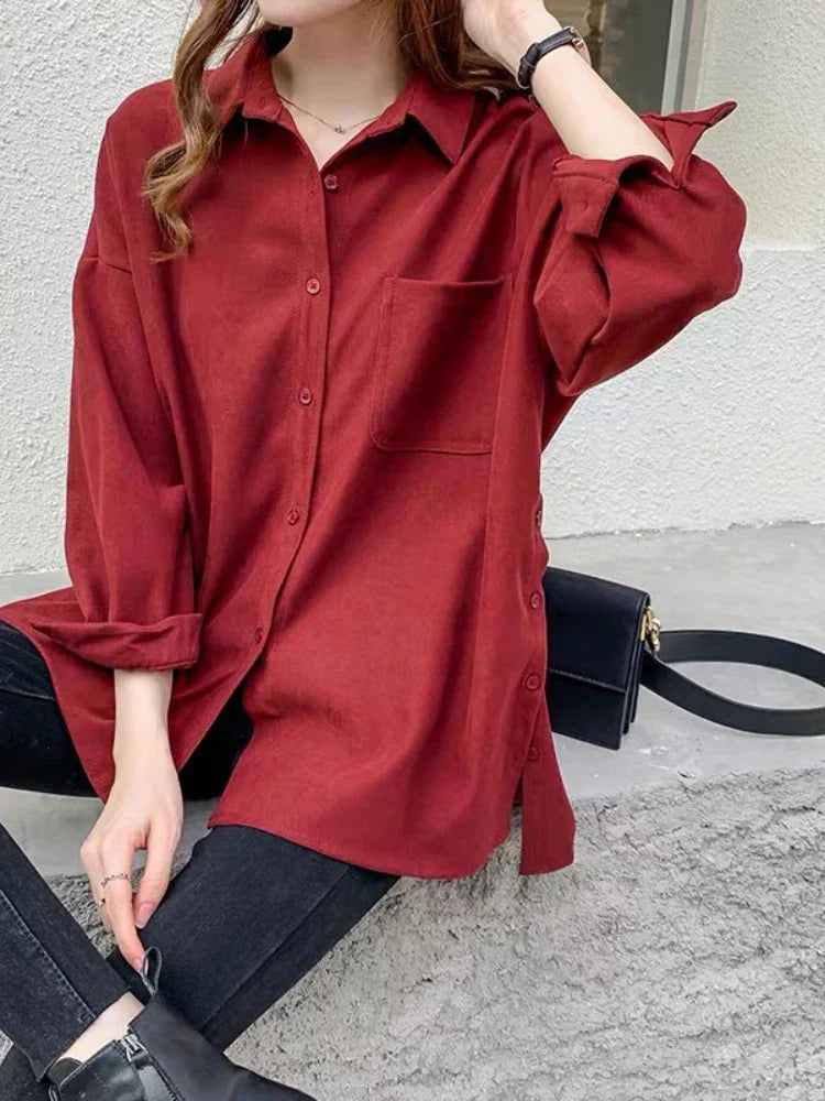 Plus Size Korean Style Blouses Long Sleeve Clothes