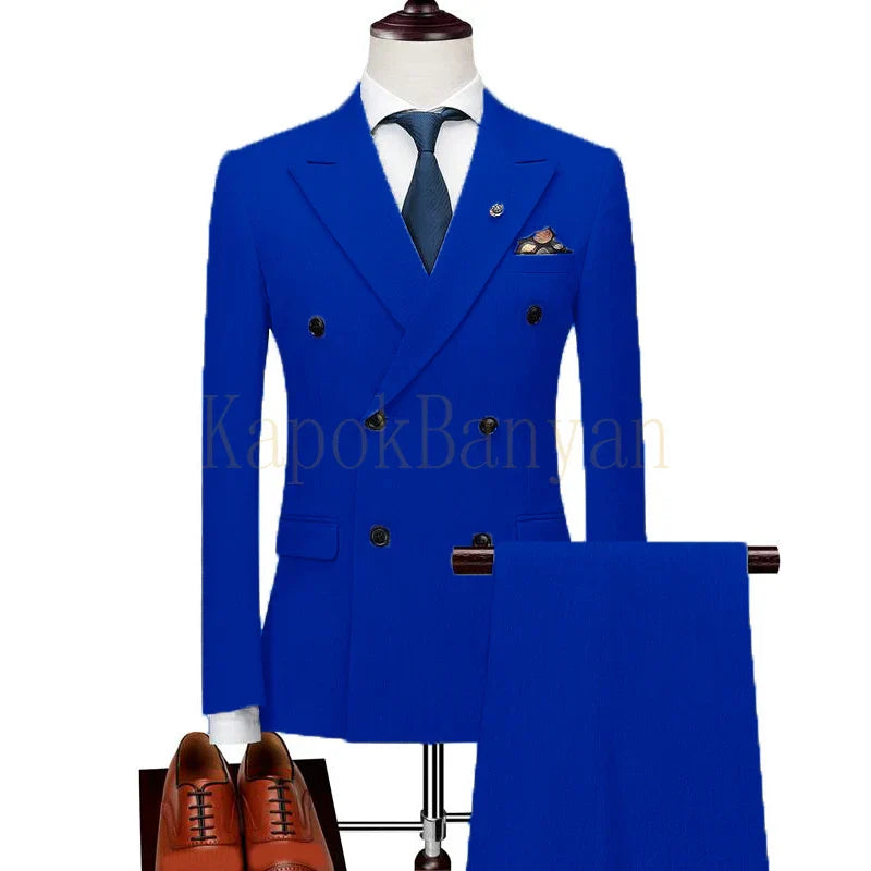 Mens Double Breasted Suits Terno Masculino Slim Fit