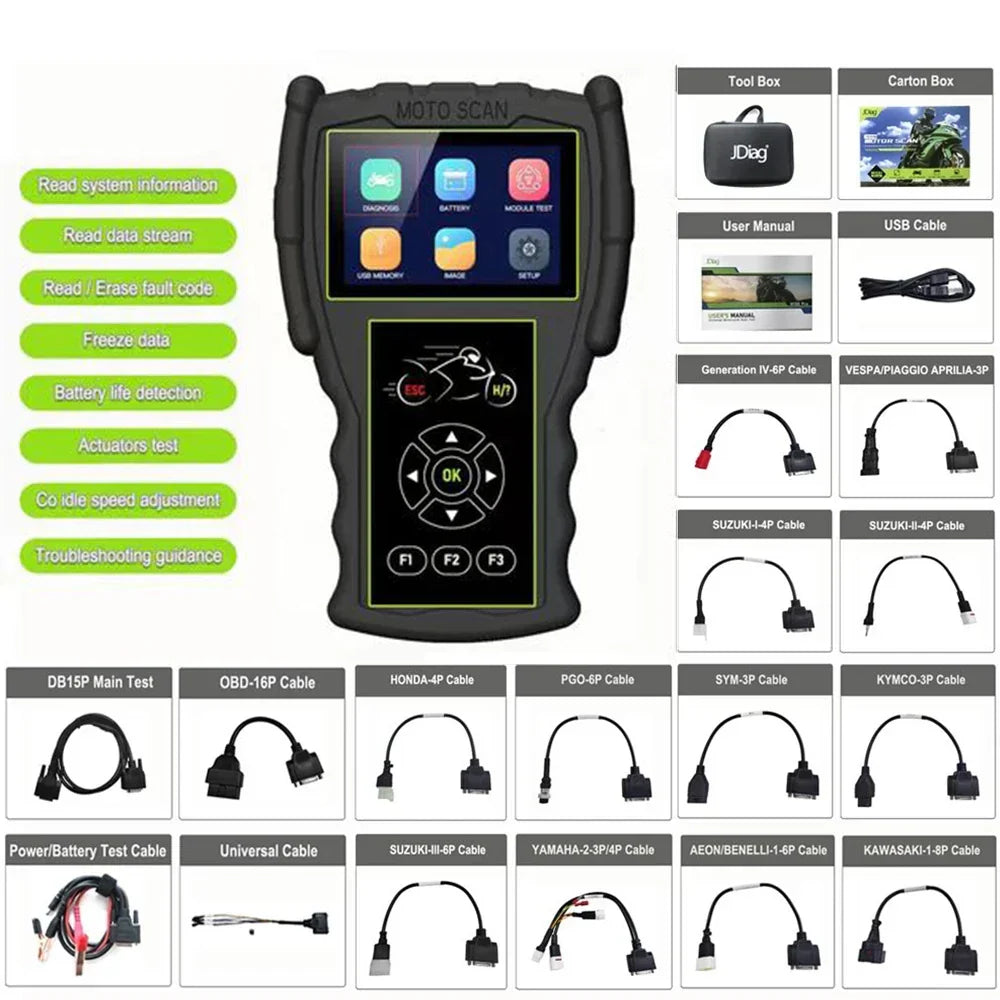Motorbike Diagnostic Scanner JDiag M100 Pro Motorcycle Function