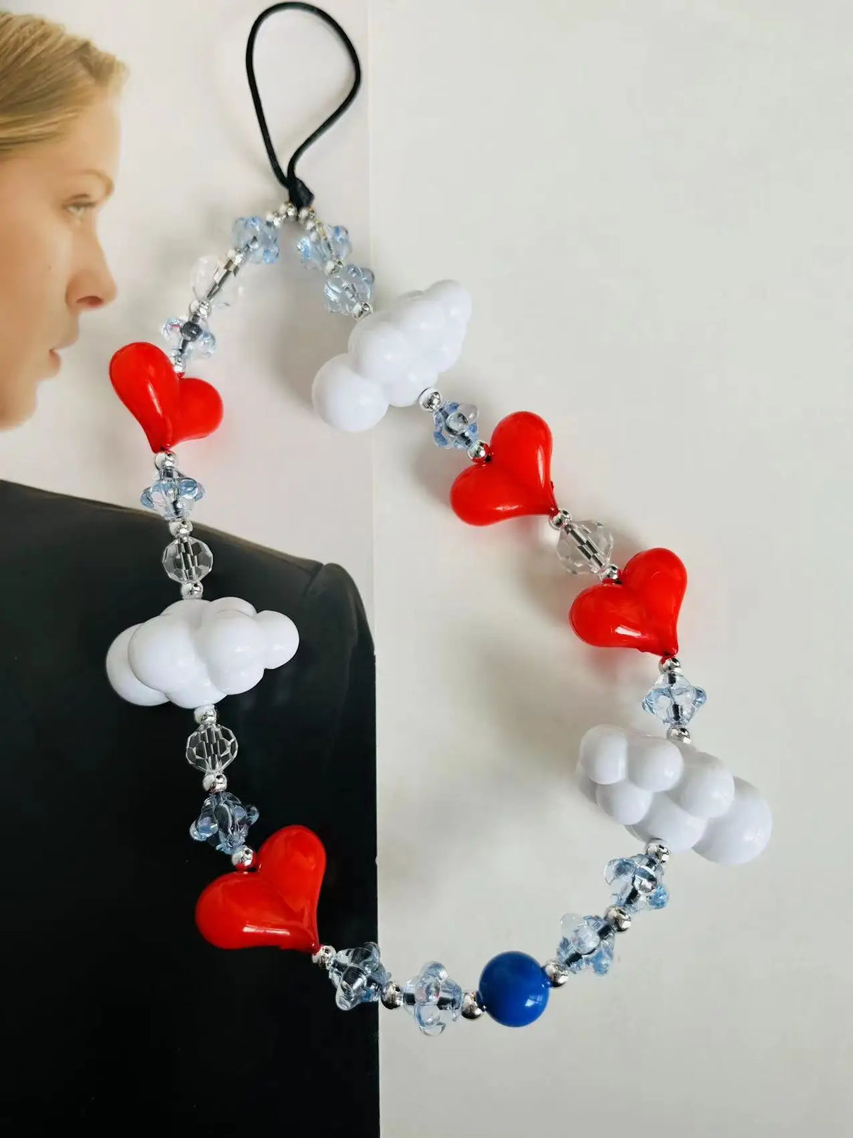 Colorful Crystal Cell Phone Charm Strap Acrylic Heart