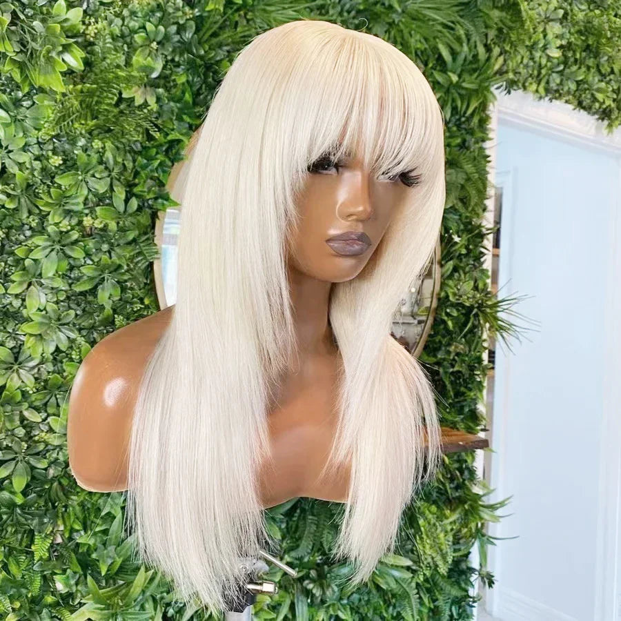 AIMEYA Platinum Blonde Synthetic Lace Front Wig for
