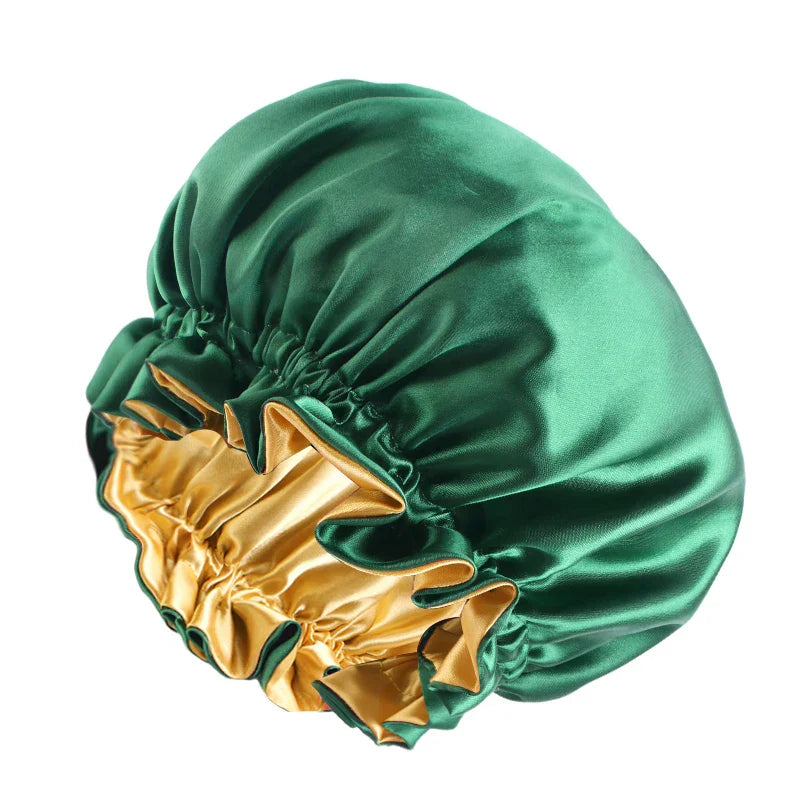 New Women Reversible Satin Bonnet Hair Caps Double