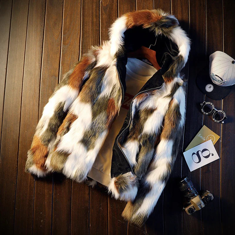 Winter Parka Men's Warm Plus Fleece Faux Fur