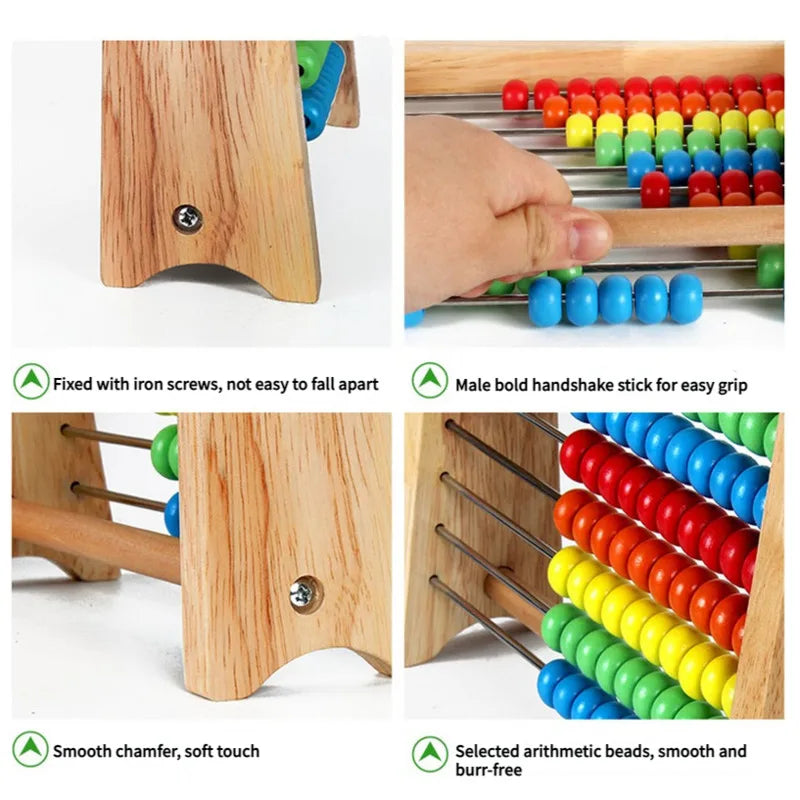 Classic Wooden Educational Counting Toy 100 Beads Preschool