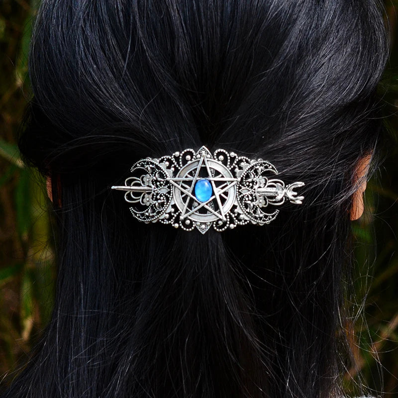 Witch Bat Hairstick Black Gothic Barrette Pagan Vampire