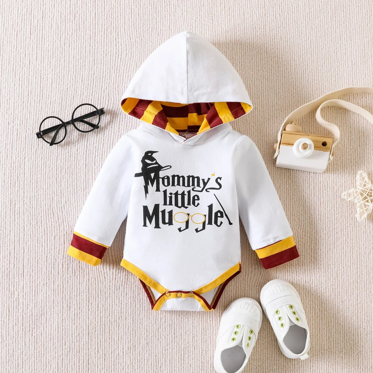 Children's Long-sleeved Hoodie Suit Top Striped Pants Crawling
