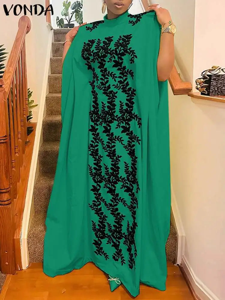 Plus Size VONDA Women Printed Maxi Dresses Summer