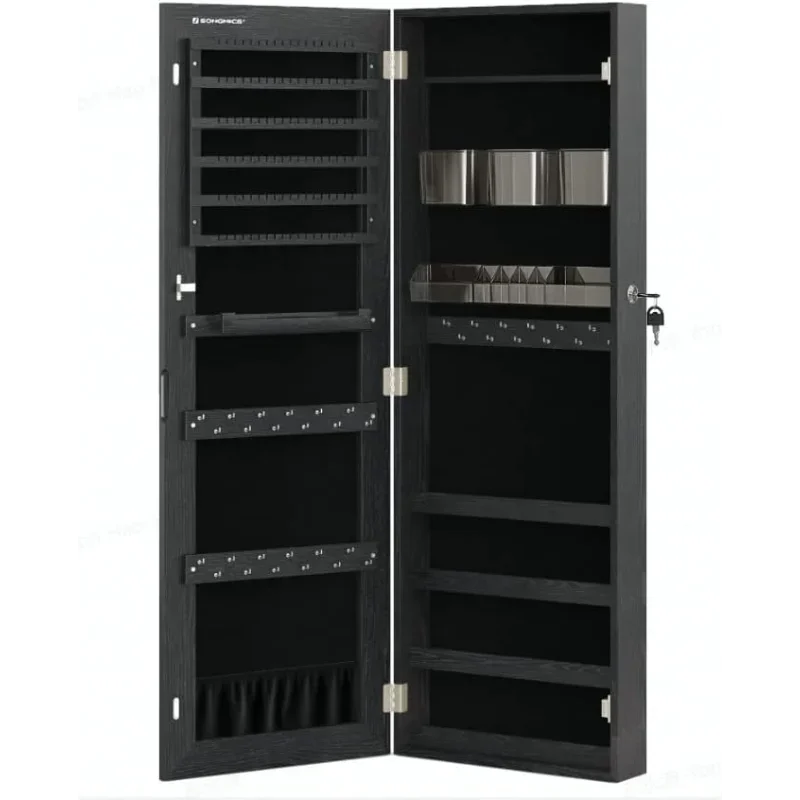 SONGMICS Mirror Jewelry Cabinet Armoire, Wall or Door