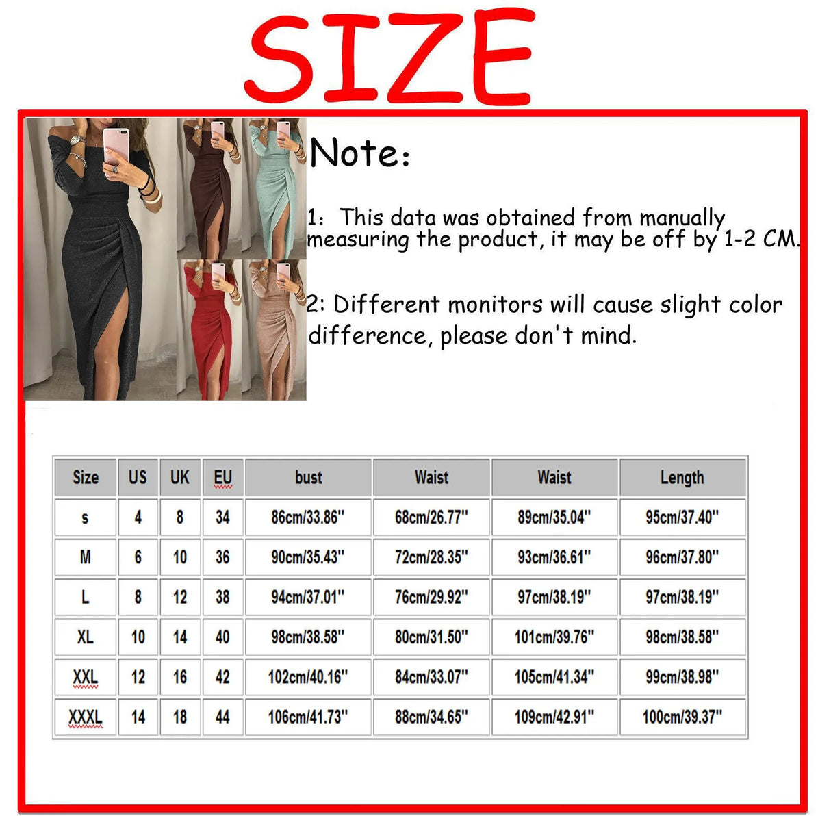 Plus Size Women's Fashion Sexy Strapless High Slit