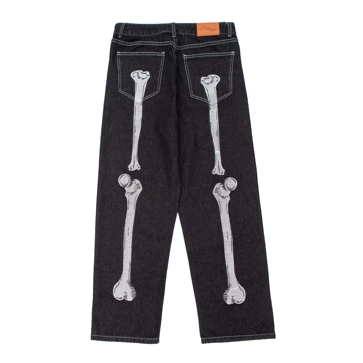 Fashion Casual Diablo Skeleton Embroidered Loose Jeans Men
