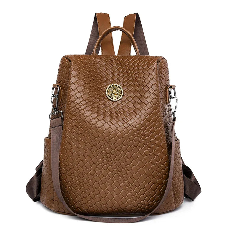 Fashion Rivet Decoration Backpack Women Small Square Plaid