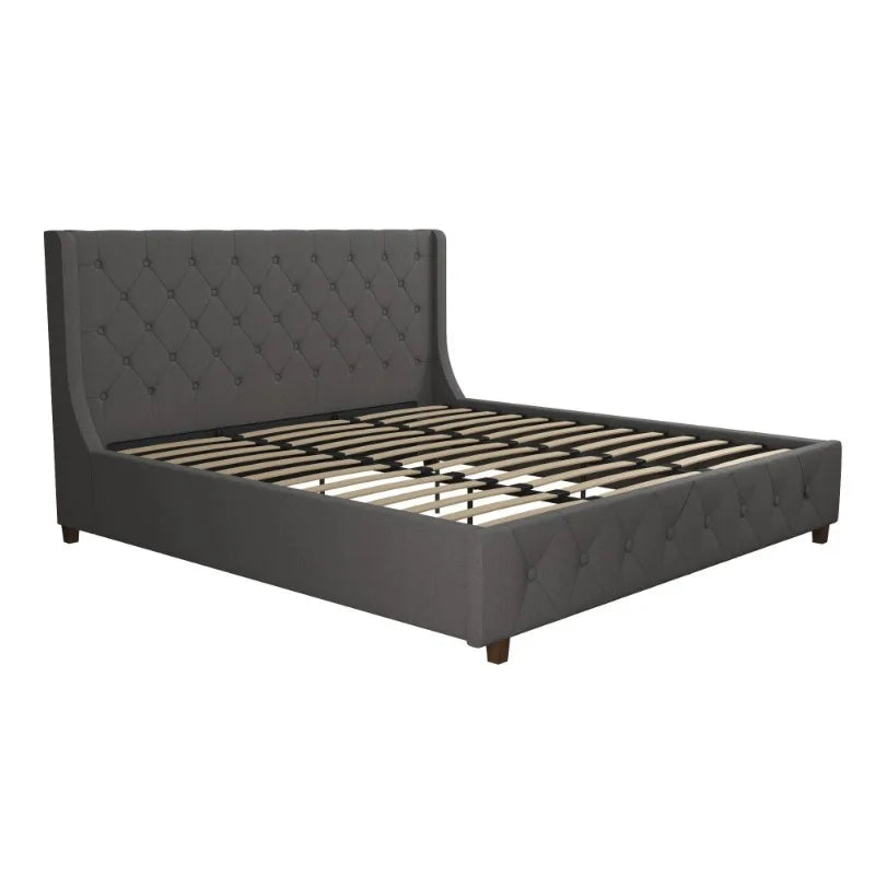 Mercer Upholstered Bed, King Gray Linen muebles de