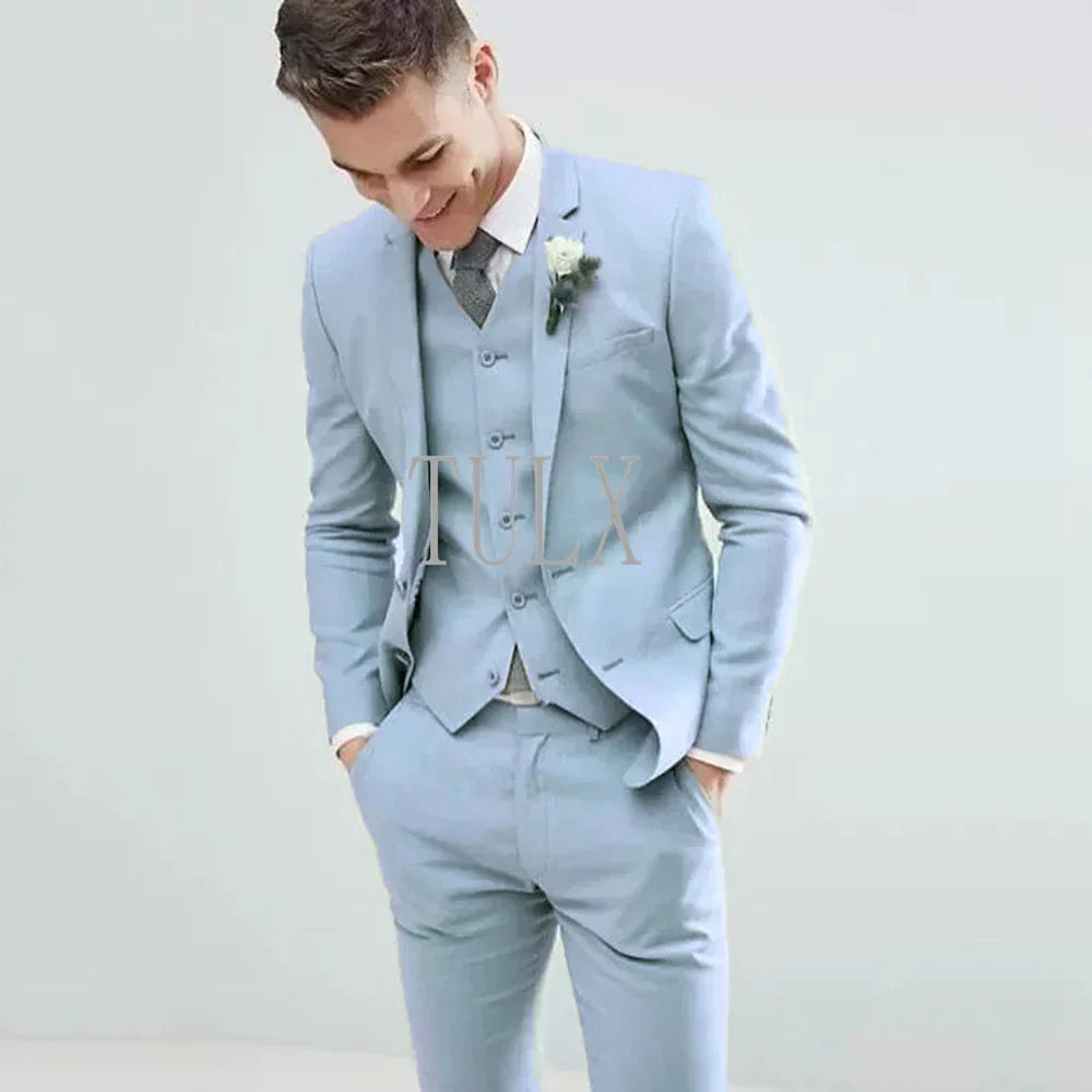 Light Green Men Suits Wedding Tuxedos Notched Lapel