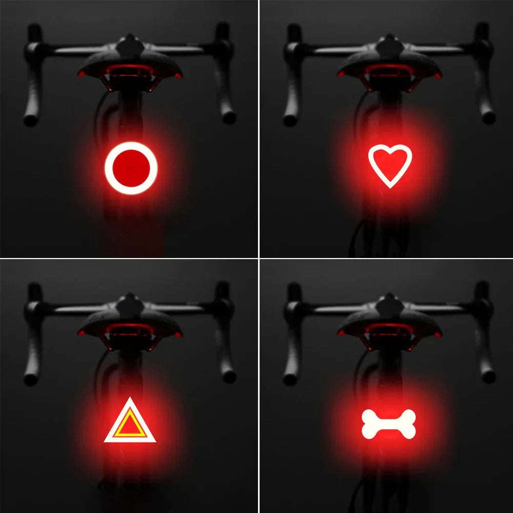 Bicycle Tail Light Round Heart Bicycle Light Charging