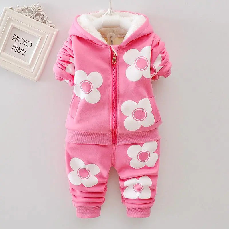 Baby Girls Flower Cartoon Thickk Woolen Autumn Winter