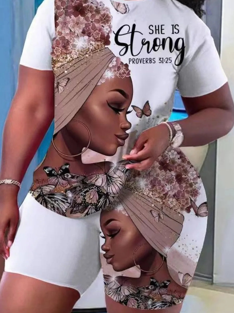 LW Plus Size Figure Butterfly Letter Print Shorts