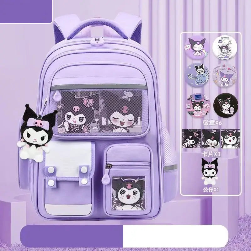 Sanrioed Kuromi Anime Cute Large Capacity Backpack Schoolbags